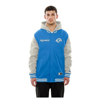 Men's New Era Royal/Gray Los Angeles Rams Full-Snap Fleece Hooded Jacket