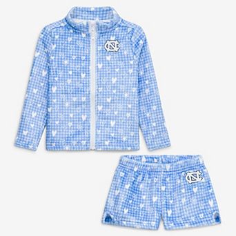 Girls Toddler ZooZatz Carolina Blue North Carolina Tar Heels Heart Plaid Plush Full-Zip Jacket & Shorts Set