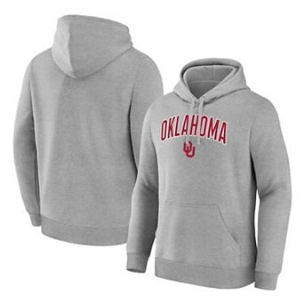Men's Logo Athletic Heather Gray Oklahoma Sooners Primary Logo Fleece Pullover Hoodie