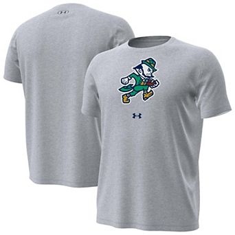 Men's Under Armour Gray Notre Dame Fighting Irish Football Leprechaun Core Tech Stretch T-Shirt