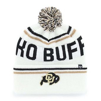 Unisex '47 White Colorado Buffaloes Quattrle Waffle Cuffed Knit Hat with Pom