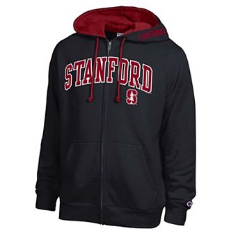 Men's Champion Black Stanford Cardinal Arch Logo Full-Zip Fleece Hoodie