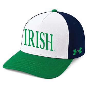 Youth Under Armour White/Kelly Green Notre Dame Fighting Irish Blitzing Accent Adjustable Hat