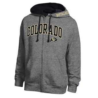 Men's Champion Heather Charcoal Colorado Buffaloes Arch Logo Full-Zip Fleece Hoodie
