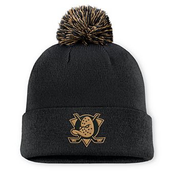 Men's Fanatics Black Anaheim Ducks Military Appreciation Authentic Pro Cuffed Knit Hat with Pom