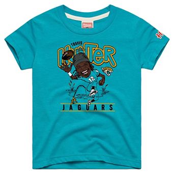 Youth Homage Travis Hunter Teal Jacksonville Jaguars Caricature T-Shirt