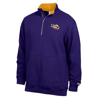 Men's Champion Purple LSU Tigers Fleece Quarter-Zip Pullover