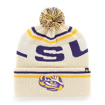 Unisex '47 Cream LSU Tigers Quattrle Waffle Cuffed Knit Hat with Pom