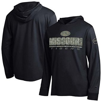 Men's Champion Black Missouri Tigers Operation Hat Trick Camo Script Hooded Long Sleeve T-Shirt