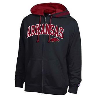 Men's Champion Black Arkansas Razorbacks Arch Logo Full-Zip Fleece Hoodie