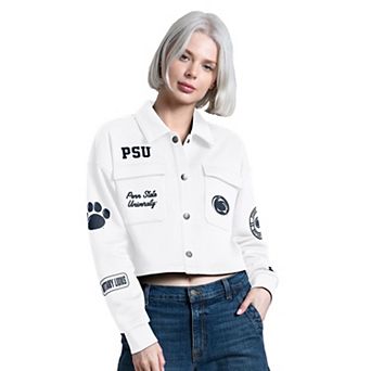 Women's Starter White Penn State Nittany Lions Anchor Full Snap Cropped Shacket