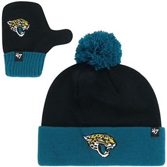 Toddler '47 Black Jacksonville Jaguars Bam Bam Cuffed Knit Hat with Pom & Mittens Set