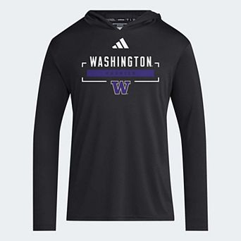 Men's adidas Black Washington Huskies D4T Long Sleeve Hooded T-Shirt