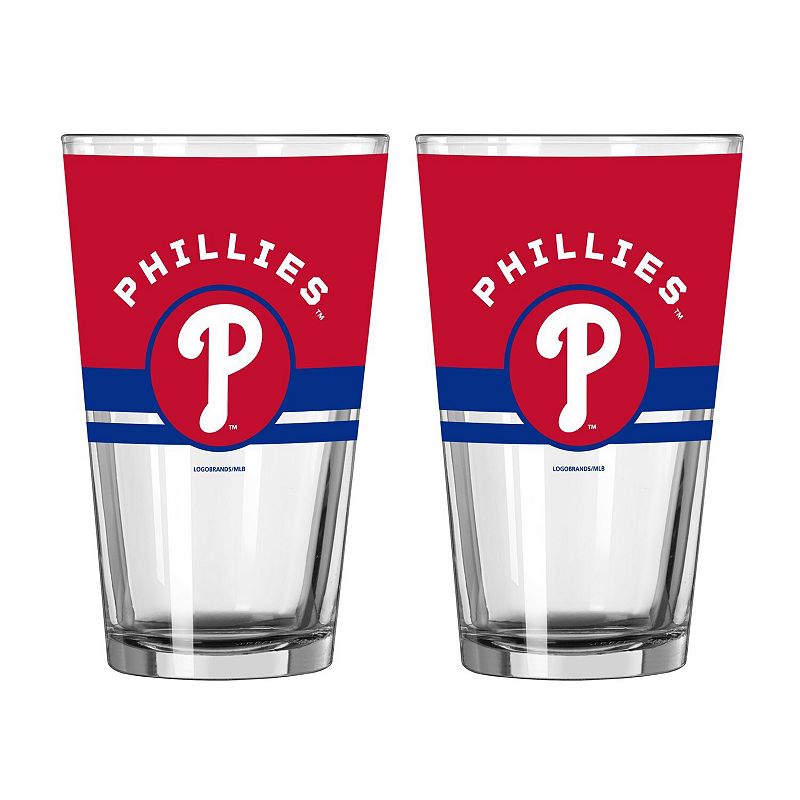 Logo Brands Philadelphia Phillies Two-Piece 16oz. Horizon Pint Glass Set, Team