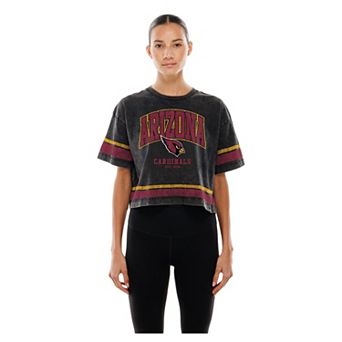 Women's New Era Black Arizona Cardinals Lifestyle Mineral Wash Boxy Cropped T-Shirt