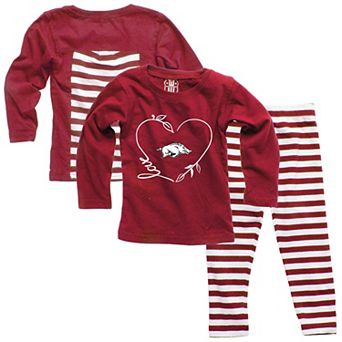 Girls Infant Wes & Willy Cardinal Arkansas Razorbacks Long Sleeve Top and Pant Set
