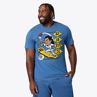 Unisex Homage Puka Nacua Royal Los Angeles Rams Caricature Player Graphic Tri-Blend T-Shirt