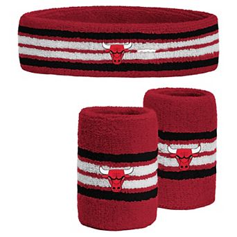 PRO Compression Red Chicago Bulls Team Stripe 3-Pack Headband and Wristbands Combo Set