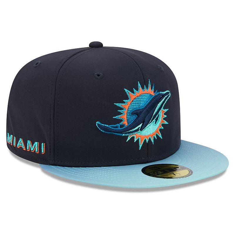 Men's New Era Navy Miami Dolphins Rivalries Collection 59FIFTY Fitted Hat, Size: 7, Blue