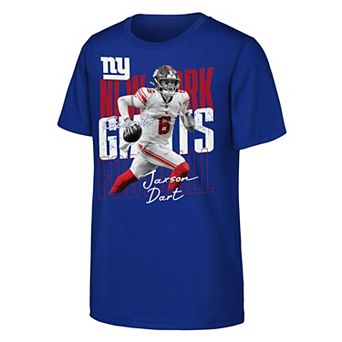 Youth Outerstuff Jaxson Dart Royal New York Giants Legendary Player Card T-Shirt