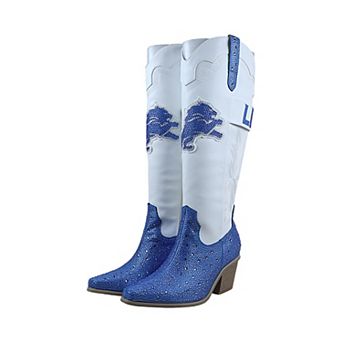 Women's FABGATING by Cuce White Detroit Lions Crystal Cowboy Boots