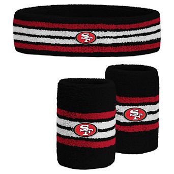 Youth PRO Compression Black San Francisco 49ers Team Stripe Three-Pack Headband and Wristbands Set