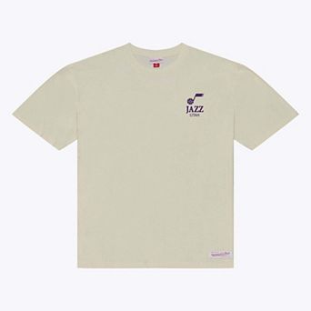 Men's Mitchell & Ness Cream Utah Jazz Core Essentials T-Shirt