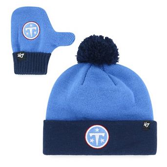 Toddler '47 Light Blue Tennessee Titans Bam Bam Cuffed Knit Hat with Pom & Mittens Set