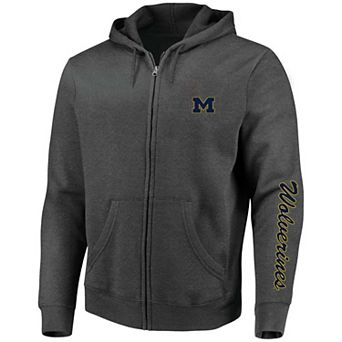Men's Profile Heather Charcoal Michigan Wolverines Big & Tall Full-Zip Hoodie