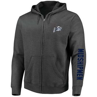 Men's Profile Heather Charcoal Navy Midshipmen Big & Tall Full-Zip Hoodie