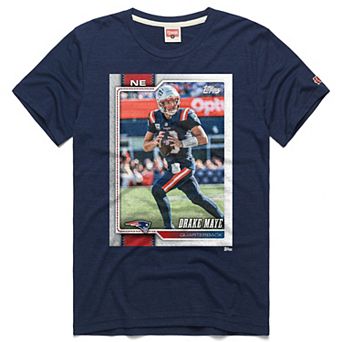 Unisex Homage Drake Maye Navy New England Patriots NFL Topps Trading Card Tri-Blend T-Shirt