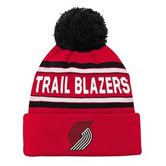 Backboard Jacquard Cuffed Knit Hat with Pom Outerstuff Red Portland Trail Blazers