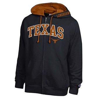 Men's Champion Black Texas Longhorns Arch Logo Full-Zip Fleece Hoodie