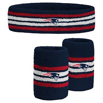 Youth PRO Compression Navy New England Patriots Team Stripe Three-Pack Headband and Wristbands Set