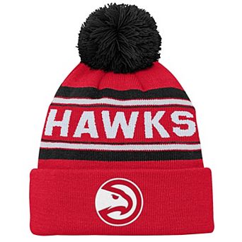 Backboard Jacquard Cuffed Knit Hat with Pom Outerstuff Red Atlanta Hawks