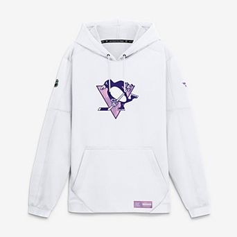 Men's Fanatics White Pittsburgh Penguins Authentic Pro Hockey Fights Cancer Rink Fleece Hoodie