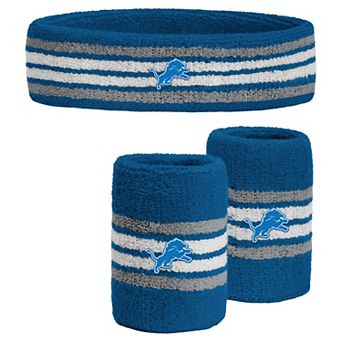 Youth PRO Compression Blue Detroit Lions Team Stripe Three-Pack Headband and Wristbands Set