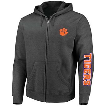 Men's Profile Heather Charcoal Clemson Tigers Big & Tall Full-Zip Hoodie