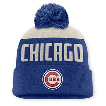 Men's Nike Natural/Royal Chicago Cubs Peak Standard Cuffed Knit Hat with Pom