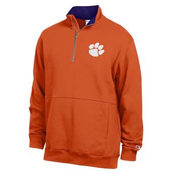 Men's Champion Orange Clemson Tigers Fleece Quarter-Zip Pullover