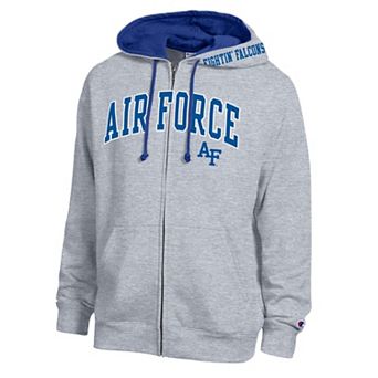 Men's Champion Heather Gray Air Force Falcons Arch Logo Full-Zip Fleece Hoodie