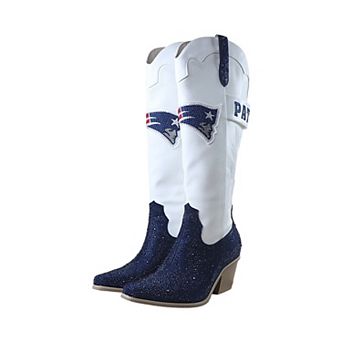 Women's FABGATING by Cuce White New England Patriots Crystal Cowboy Boots