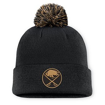 Men's Fanatics Black Buffalo Sabres Military Appreciation Authentic Pro Cuffed Knit Hat with Pom