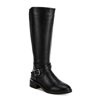 London Fog Basheba Black Buckle Detail Women's Knee-High Boots
