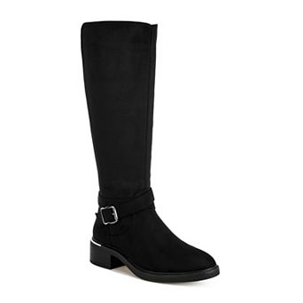 London Fog Basheba Black Buckle Detail Women's Knee-High Boots