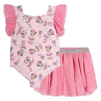 Disney's Minnie Mouse Gymnastics 2 pc Leotard and Skirt Set