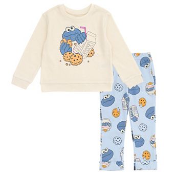Sesame Street Cookie Monster Sweatshirt and Waffle Pants Set