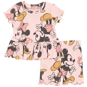 Disney's Minnie Mouse Ribbed Peplum Tee and Shorts Set