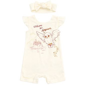Harry Potter Hedwig 2 pc Sleeveless Romper and Headband Set