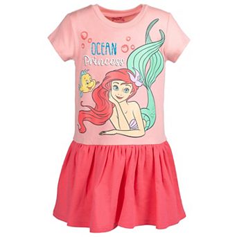 Disney's The Little Mermaid Princess Ariel Glitter Short Sleeve Dress